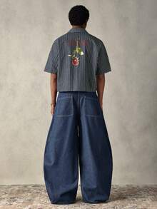 SWAVVY Men's Loose Fit Flared Leg Casual Jeans - Blue - View 4