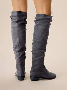 Styleloop Women's Pointed Toe Casual Pleated Ankle Boots, Versatile For Christmas - Grey - View 4