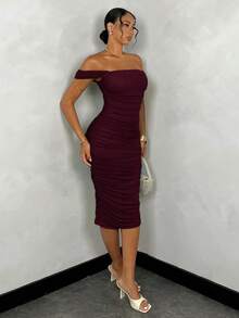 SHEIN BAE Green Dress Spring Break Cheap Clothes Summer Clothes Summer Dress Spring Dress Pastel Dress Beach Women Dresses Long Beach Dress Summer Maxi Dress - Maroon - View 3