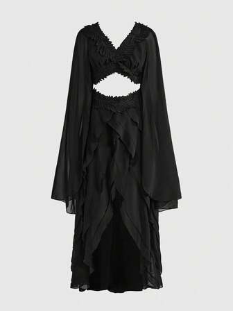 Fairycore Robe à capuche style fée elfe de festival de musique vintage brodée pour femmes