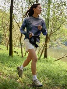 In My Nature 女士紫色扎染长袖圆领户外网眼T恤 - 紫色 - 查看 3