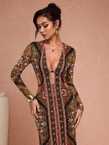 JIAN LASALA Đầm maxi dài tay kiểu Boho in họa tiết toàn thân, cổ chữ V sâu, xẻ tà hai bên, thích hợp cho kỳ nghỉ, du lịch, nghỉ lễ, thanh lịch. Đầm dài tay kiểu Boho, đầm maxi dài tay cho nữ, đầm dài kiểu Boho, đầm dài in họa tiết, đầm maxi họa tiết, đầm Boho cho nữ, đầm dài kiểu Boho dự tiệc cưới, khách mời. - Nhiều màu - Xem 4