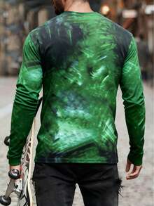 Manfinity Dauomo 男士上衣，四叶草全印花图案，圣帕特里克节图案印花，长袖圆领针织衫，时尚休闲内搭，优雅轻盈的T恤，情人节礼物，圣帕特里克节礼物，情侣礼物，男友礼物，返校礼物，2026新年礼物 - 彩色 - 查看 2