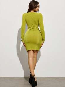 INAWLY Vestido ajustado y sexy con diseño calado de estrella de mar - Verde - Ver 7