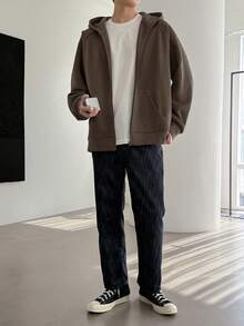 DAZY 男士纯棕色卫衣，秋季款 - 棕色 - 查看 6