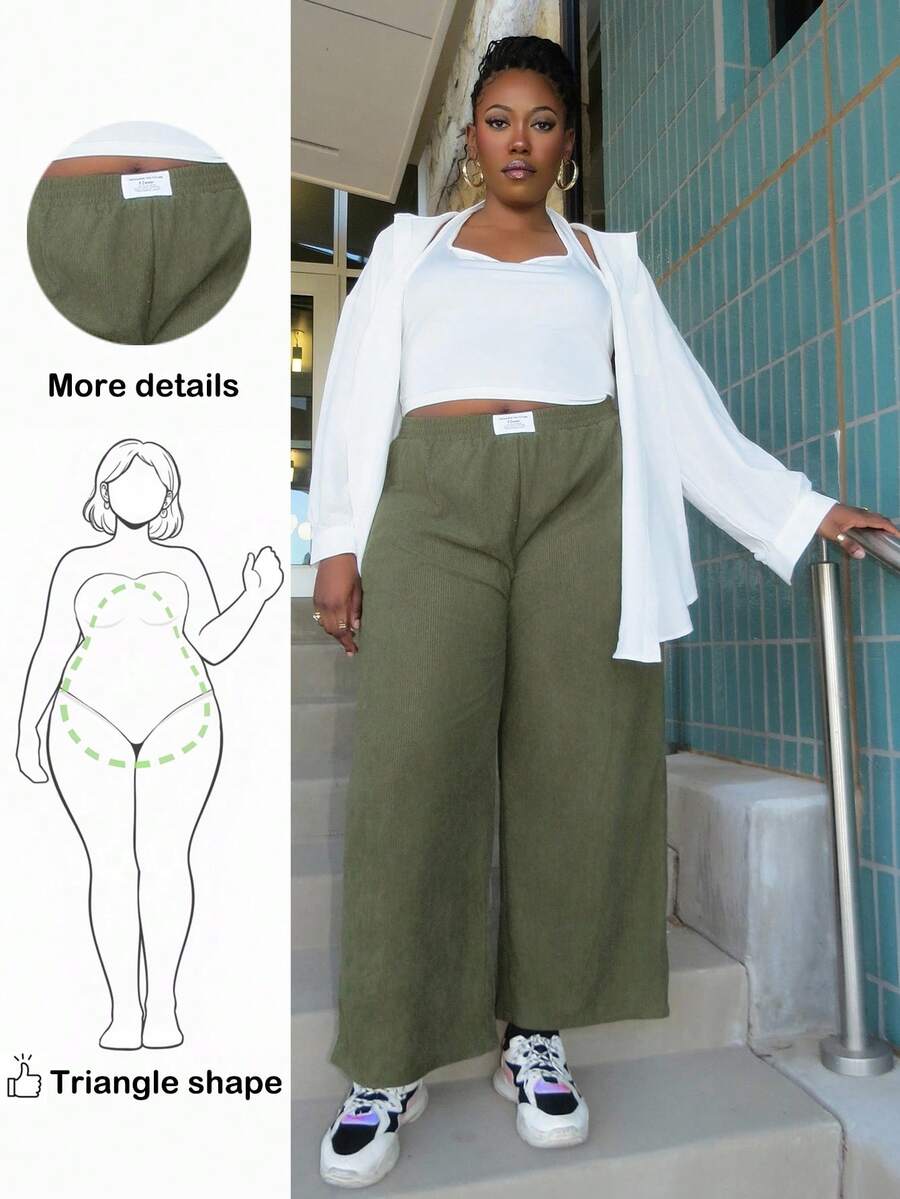 Truni Awkwardfatgirl Plus Size Casual Drop Shoulder Loose Blouse, Spring Autumn,Summer,Fall,Vacation,Beach, For Pear Triangle Body Shape - White - View 1