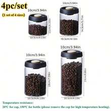 4/2/1个真空密封罐，咖啡豆储存瓶，厨房食品，谷物，茶叶，玻璃罐，密封容器，厨房配件，保鲜罐，厨房用品，玻璃储物容器，咖啡豆真空密封玻璃罐，压力泵储物罐，防潮储物罐，防潮真空压榨玻璃罐 - 彩色 - 查看 12