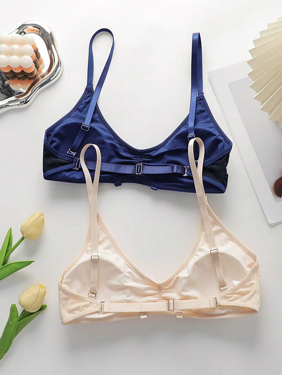 2-częściowy komplet biustonosza damskiego z marszczeniami i usztywnieniem bez fiszbin