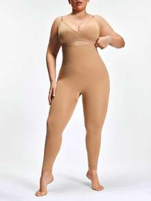 SHAPORA Plus Size Seamless High Waist Tight Slimming Shaping Leggings, Women Shapewear Panties, Ladies Body Shaper, Suitable For Home, Commute, Workout And Outerwear - Apricot - View 7