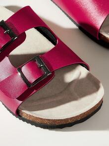 Solecia 女士休闲百搭厚底坡跟凉鞋，夏季 - 紅色 - 查看 5