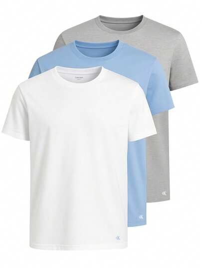 Calvin Klein Men's Short Sleeve T-Shirts 3 Pack White Grey Glacier