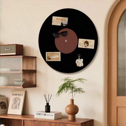 Cirelle 1件装黑胶唱片毛毡板免打孔墙面装饰复古古典照片展示酒吧咖啡厅氛围背景墙挂装饰