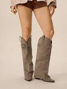 Styleloop Women's Vintage Pointed Toe Chunky High Heel Ankle Boots For Christmas