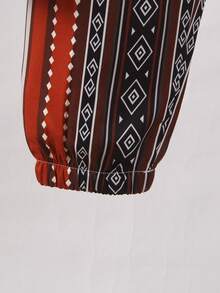 3pcs/Set Young Boy Geometric Pattern Vest, Paired With Holiday Graphic Round Neck Top And Geometric Cuffed Pants. Casual And Stylish Print Pants And Round Neck T-Shirt Set, Comfortable And Fashionable For Summer Wear, Simple And Stylish Design, Showcasing The Personalized Of Boys Aged 4-7 For Everyday Casual Wear,رمضان,جلابيات,عبايات - White - View 5