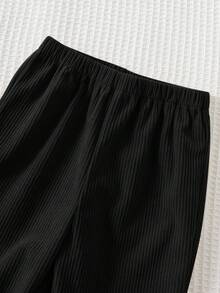 Cozy Pixies Conjunto de 2 piezas de sudadera de cuello redondo de manga larga y pantalones de cintura elástica con estampado de oso de dibujos animados para bebé niño - Negro - Ver 7