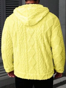 Manfinity CasualCool 男士贴花连帽拉链口袋纯色长袖夹克外套 - 黃色 - 查看 2