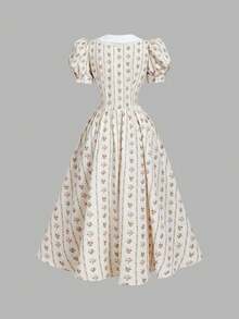 SHEIN MOD Váy midi họa tiết hoa sơn dầu cổ điển, cổ khoét sâu và tay bồng – Phong cách cổ điển, thẩm mỹ tiên nữ, trang phục đi biển dành cho nữ, hoàn hảo cho kỳ nghỉ, hẹn hò, dã ngoại, tiệc tùng, vũ hội, lễ hội và sinh nhật - Nhiều màu - Xem 7