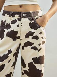 Maija 女士奶牛纹牛仔裤 休闲 Y2K 风 女士秋冬牛仔风 - 彩色 - 查看 6