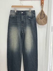 DAZY Herrjeans i mörkblå, tvättade vintage-modell, höst - Blå - Visa 7