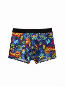 Teen Boys Underwear 5-Piece Set - Colorful Gaming Graffiti Print Boxer Briefs Fashion Gaming Pattern Elastic Waistband Design Colorful Black Trim Classic Color Breathable Comfortable Fabric Boxer Briefs Elastic Waistband Gaming Graffiti Print Combo Social Media Style Cool 2026 New Year Holiday Essential Teen Boys Underwear Set - Multicolor - View 5