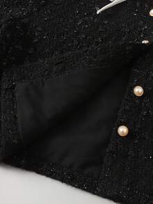 Ontre 青少年女孩提花针织黑白撞色彼得潘领开衫和百褶裙休闲两件套 - 黑與白 - 查看 7