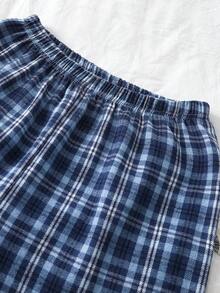 2pcs Teen Boys Pajamas-Pajama Set Shirt Collar Long Sleeve Long Pants Blue Plaid Classic Four Season 2026 New Year Essential Versatile And Comfortable Warm And Cute Style Pajama Set Teen Boys Pj Sets Teen Boys Lounge Set Boys Sleeping Clothes - Multicolor - View 5