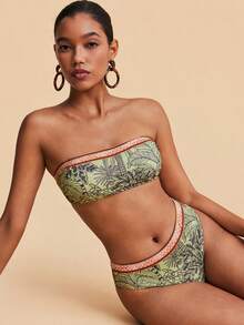 Travachic 女士碎花抹胸比基尼套装，女士夏季服装，女士泳装，2026新款女士泳衣，女士夏季服装，度假服装，粉色 - 彩色 - 查看 8