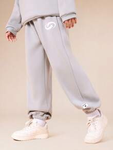 SUMWON Boys Hooded Sweatshirt And Joggers Set With Front Print Own Your Story Pullover Casual Wear Coordinated Outfit Vacation - Grey - View 4