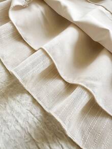 SHEIN Vintaside Kids Girls Elegant Princess Ruffled Collar, Bubble Long Sleeve Jacquard Embroidery Double Layered Sleeve, Ruffled Hem Loose Ladylike Princess Dress, Suitable For Vacation, Travel, Party Gifts, Spring And Autumn - Apricot - View 7