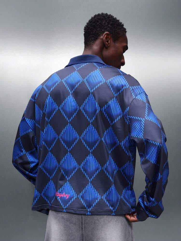 PLAYBOY X SUMWON Boxy Fit Long Sleeve Tee With Zigzag Pattern