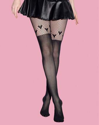 Grunge Punk 1 paio di calze a rete a forma di cuore nere da donna, con bretelle, adatte per tutte le stagioni