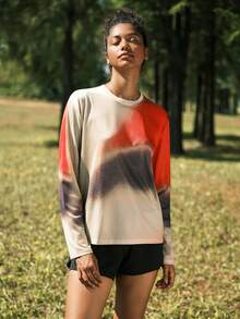 SHEIN In My Nature 女士宽松落肩圆领长袖T恤 - 彩色 - 查看 2