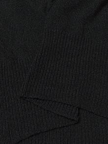 Vibekara 优雅透视针织V领修身迷你连衣裙 - 黑色 - 查看 4