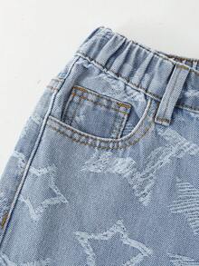 SHEIN ChillGRL 酷炫女孩休闲迷彩牛仔裤 - 淺色水洗藍 - 查看 5