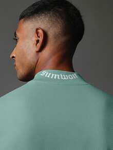 SUMWON Long Sleeve Athletic Mock Neck Tee With Thumbhole Detail Muscle Fit Training Top For Active Performance Workouts - Green - View 6