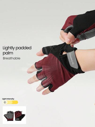 GLOWMODE قفازات لياقة بدنية مريحة مطاطية شبكية مع وسادة راحة اليد المسمكة للجيم والتمارين