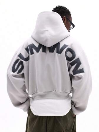 SUMWON Men Oversized Hoodie With Back Print Drawstring Hood Centre Pocket Casual Streetwear Sweatshirt Winter Spring