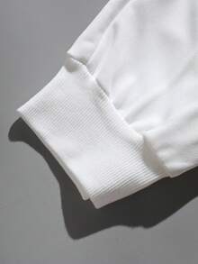 RueChic Men Letter Patched Drawstring Waist Joggers - White - View 6