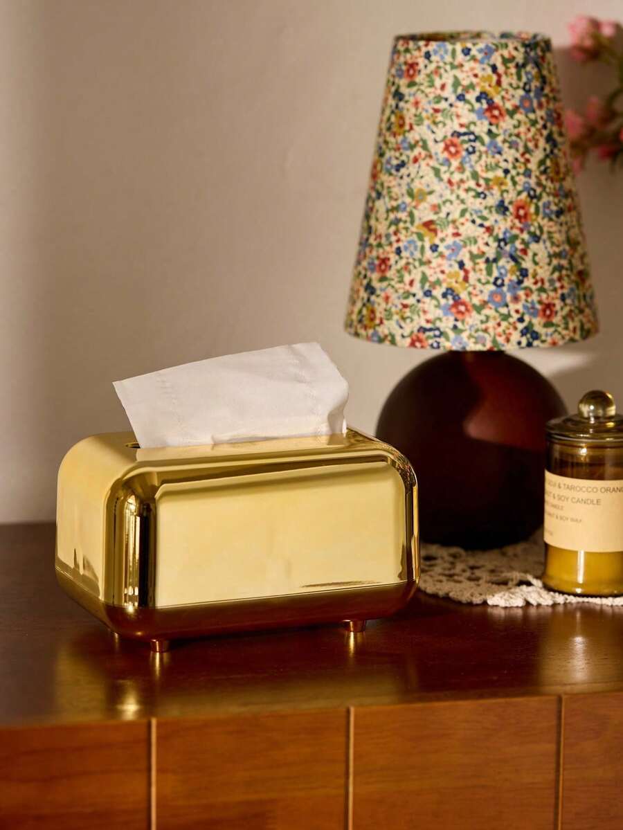 Cirelle Nordic-Style Creative Electroplating Highly Attractive Simple And Elegant Tissue Box,Home Stuff,Table,Home Decorations,Home Organization And Storage,Room Decor,Room Decor Bedroom,Kitchen Accessories,Kitchen Tools,Organiser Kitchen,Travel,Holiday - Gold - View 1