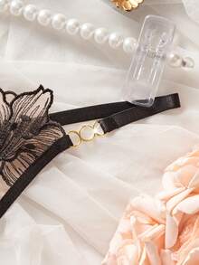 Fashionable Sexy Romantic Embroidered Low-Waist Thong Panties - Multicolor - View 4