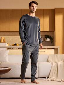 Pantalones de estar por casa casuales a cuadros con bolsillo para hombre, otoño e invierno
Ropa de estar por casa de polar para hombre - Ceniza - Ver 1