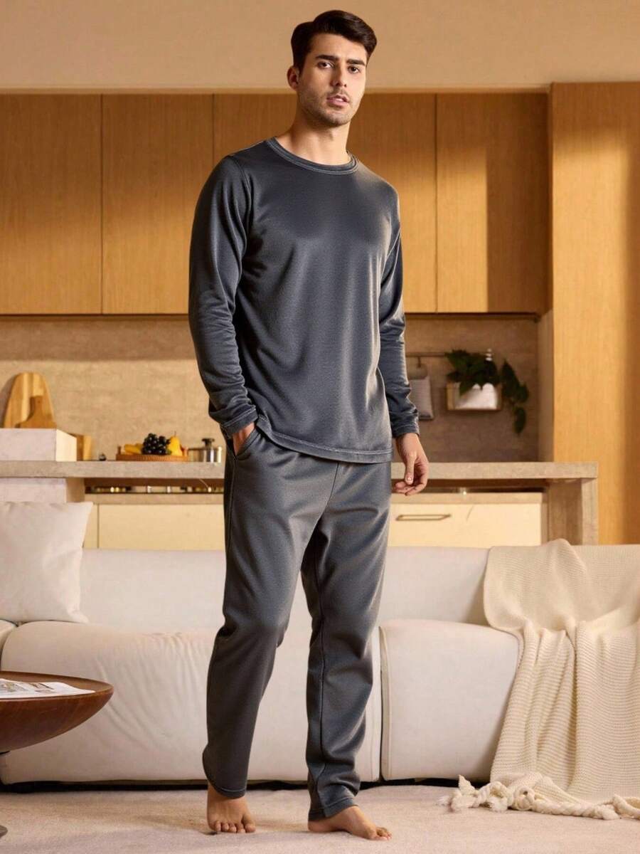 Pantalones de estar por casa casuales a cuadros con bolsillo para hombre, otoño e invierno
Ropa de estar por casa de polar para hombre - Ceniza - Ver 1