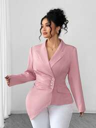 SHEIN Elenzya Chemise tissée à coupe régulière et grande taille avec boutons