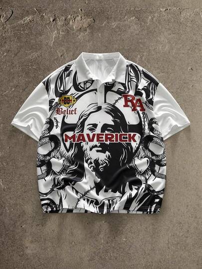  Camisa polo de manga corta con cuello polo, de corte holgado, estilo casual de moda callejera hip hop, personalizada, de la marca AXEPEAK