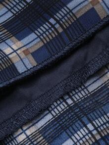 DAZY 女士格子A字休闲宽松长裙 春季 - 藍色 - 查看 8