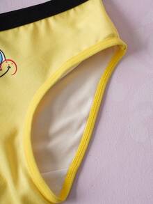 SpongeBob SquarePants | SHEIN 3件套 女童可爱卡通印花撞色包边腰部舒适三角裤