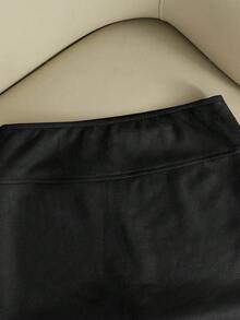 Franclia 时尚新款绒面高腰修身A字开衩短裙，女士春秋季