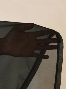 Al Najma Áo choàng Abaya rộng rãi họa tiết hoa chắp vá dành cho nữ, tay dài - màu đen - Xem 8