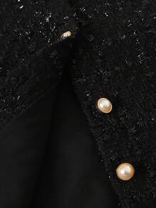 Ontre 青少年女孩提花针织黑白撞色彼得潘领开衫和百褶裙休闲两件套 - 黑與白 - 查看 4