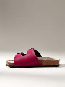 Solecia 女士休闲百搭厚底坡跟凉鞋，夏季 - 紅色 - 查看 3